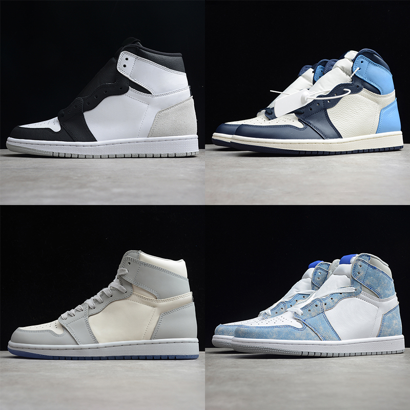 

Easyhoom 1 Jumpman 1S Basketball Shoes Chicago Court Purple UNC Game Royal Heritage Obsidian Patent Bred Pollen Spider Trainers Sneakers With Box, Unc patent 36-46