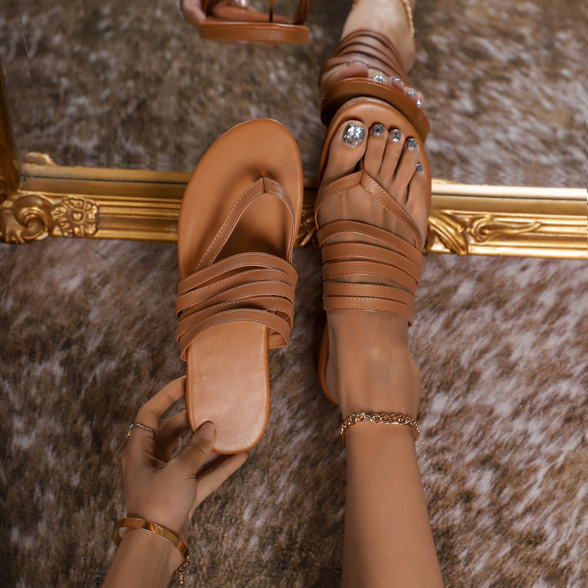 

Women's Slippers Heels Flat Heel Dress Shoes Tassel, Brown