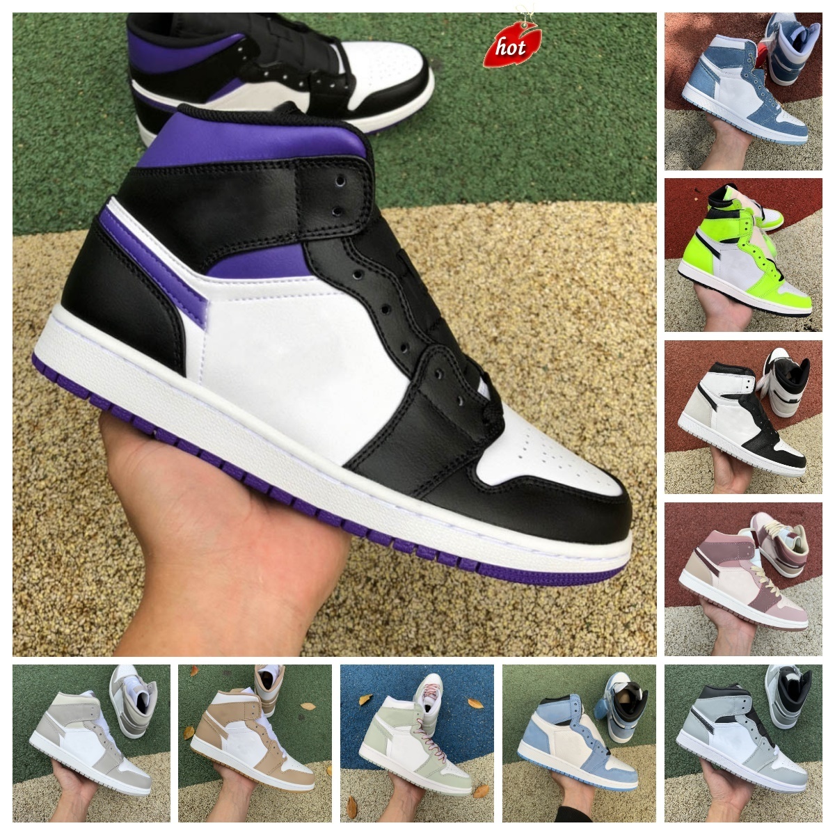 

TOP Dark Iri 1S High Mid UNC Men Women Basketball Shoes 1 Hyper Royal University Blue Bred Black Silver Toe Navy Mint Foam Shadow Daimond Denim, Aj004