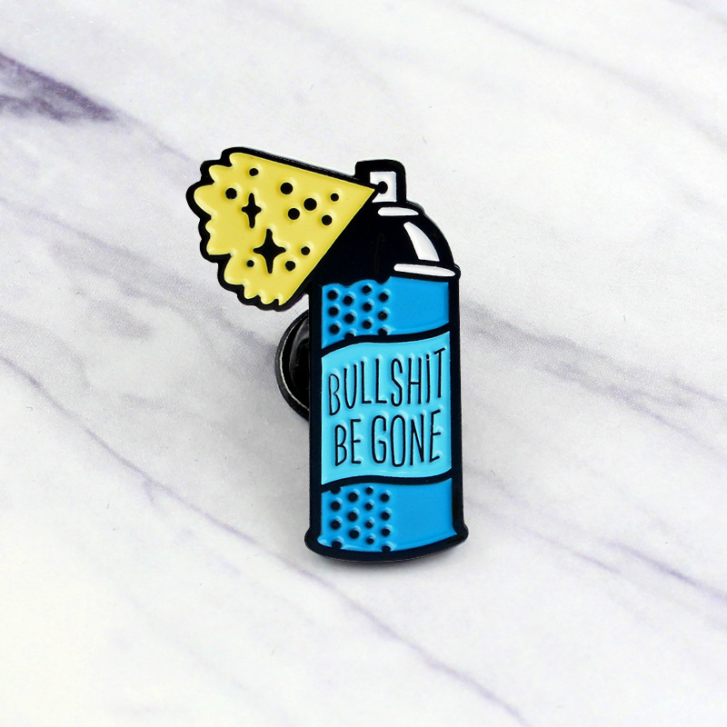 

Cartoon BE GONE Enamel Brooches Pins Spray Bottle Badge Coat Jewelry Gift Brooch 1463 E3