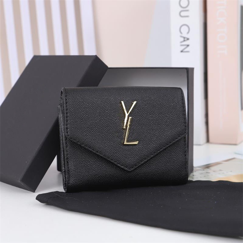 

Stylish Letter Buckle Money Clips Cute Small Envelope Wallets Women Short Folding Purses Credit Card Holder With Box