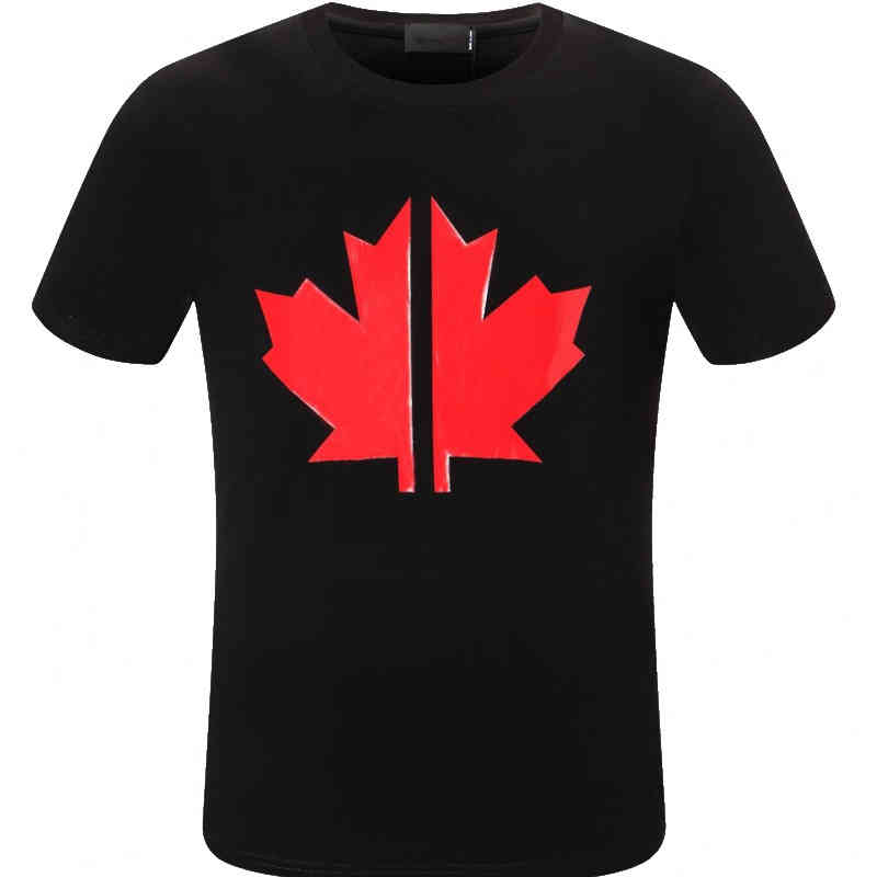 

Summer Clothes New D2 Pattern T Shirt Men's Polo shirt Luxury Designer Dsquare Print Tee O-Neck Short Sleeve Top Black White Fashion TShirts Men DT894, Black maple leaf