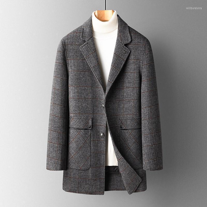

Men's Wool & Blends In Winter The Padded Woolen Coat With Down Inner Liner Is Double-sided Long For Business And Leisure Coat. Will22, Gray