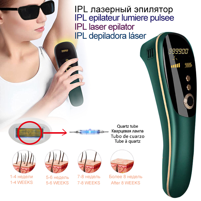 

Laser Epilator Ipl Hair Removal Poepilator Use 990000 Flash Permanent 5-12 J Painless Shaving and Depilador 220419