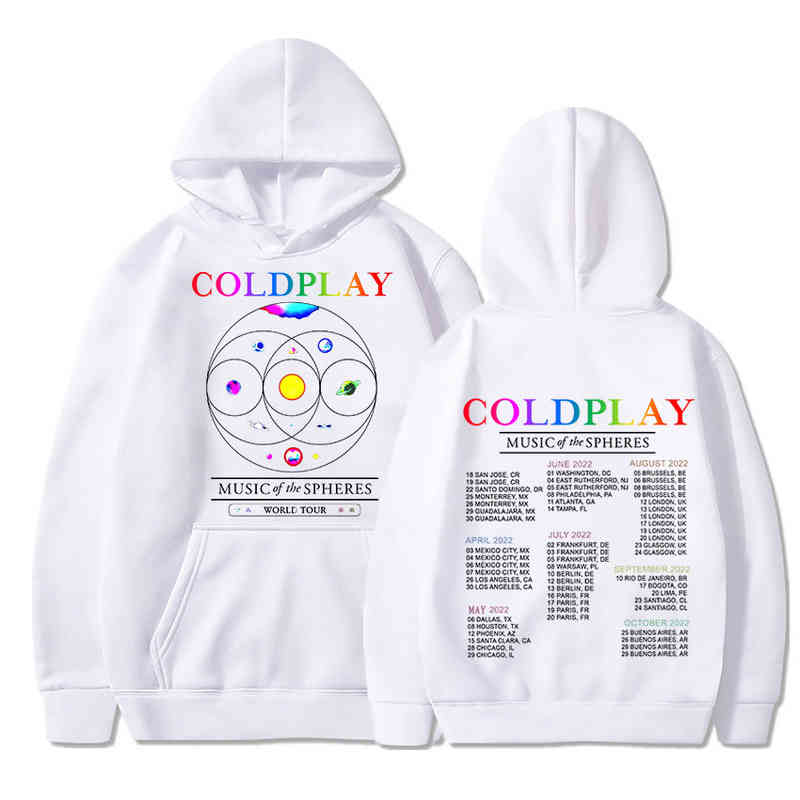 

2022 Coldplay Music of The Spher Tour Hoodie Hip Hop Rock Band Men' Oversize Sweatshirts Vintage Pullover Streetwear, Orange
