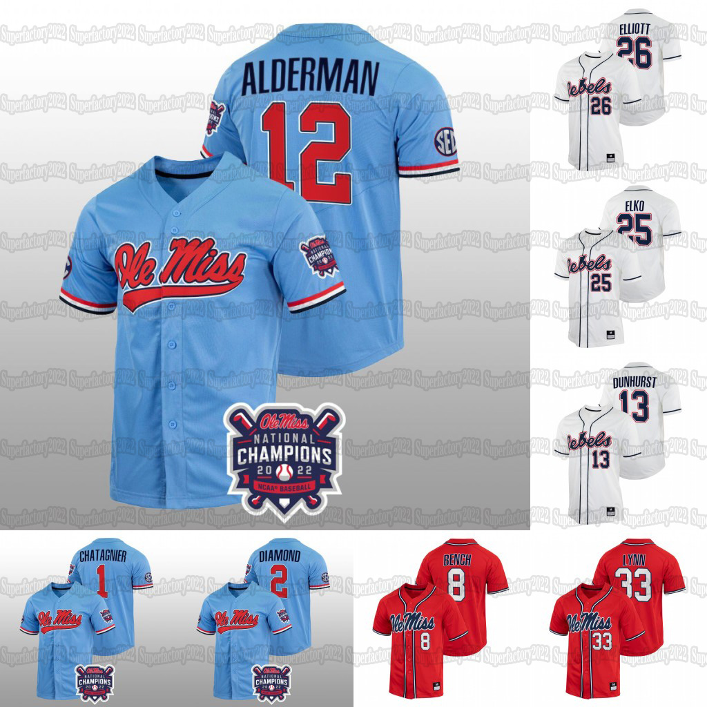 

NCAA Ole Miss 2022 College World Series Champions Jersey Jacob Gonzalez TJ McCANTS Tim Elko Cael Baker Grae Kessinger Anthony Servideo Hayden Dunhurst Peyton, Navy 2