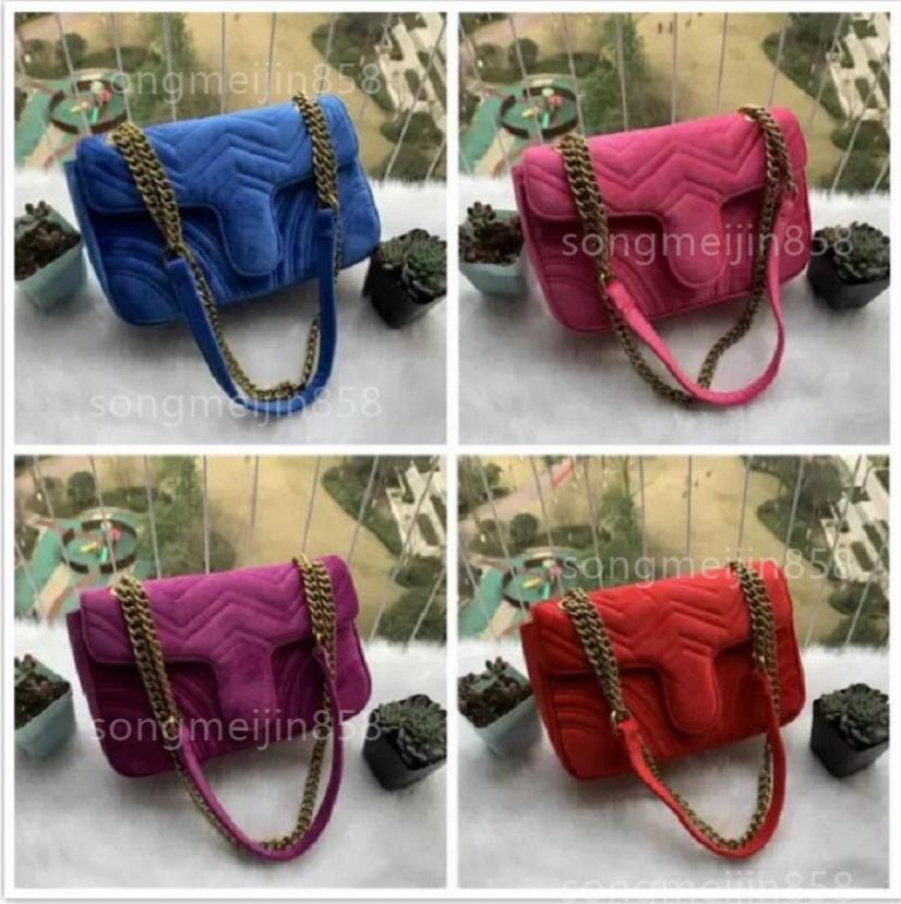 

Famous Brands Velvet chain bag for women classic crossbody bag luxury Crossbody Designer Bag marmont Flip messenger package tote, Red
