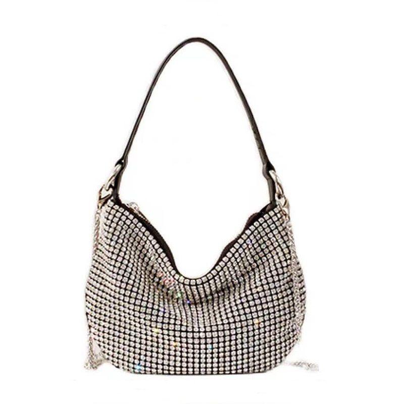 

Evening Bags For Women Rhinestone Clutch Purse Lady Underarm Bag Silver Crystal Shoulder Luxury Designer Purses And HandbagsEvening