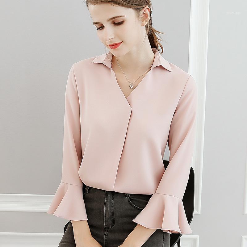 

Women' Blouses & Shirts Vetement Femme 2022 Spring And Autumn Korean Version Of Clothing Pink Large Fashion Casual Solid Blusas Elegantes 0, Sky blue