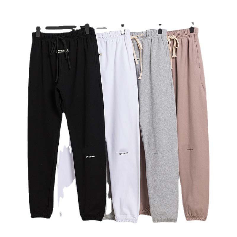 

Fashionable designer pants reflective embroidery high street easy rope versatile trousers for men and women, Brown