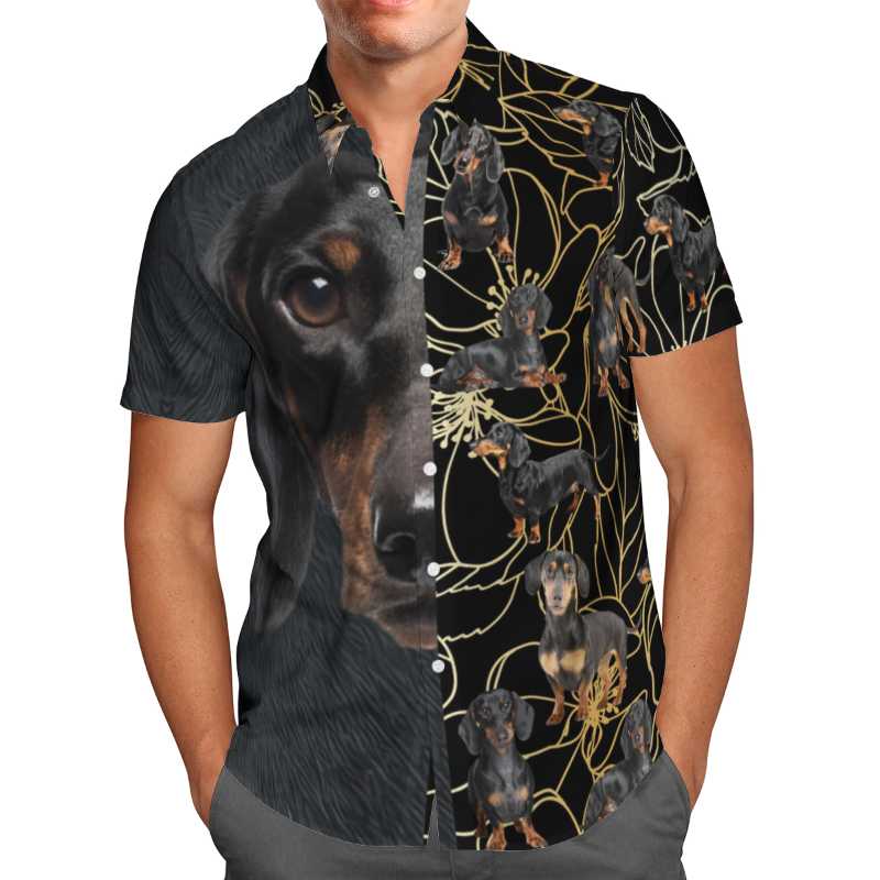 

Men's Casual Shirts Labrador Retriever Dog 3D Hawaiian Shirt Men Summer Fashion Beach Short Sleeve Oversized Chemise Homme Camisa Masculina, White;black