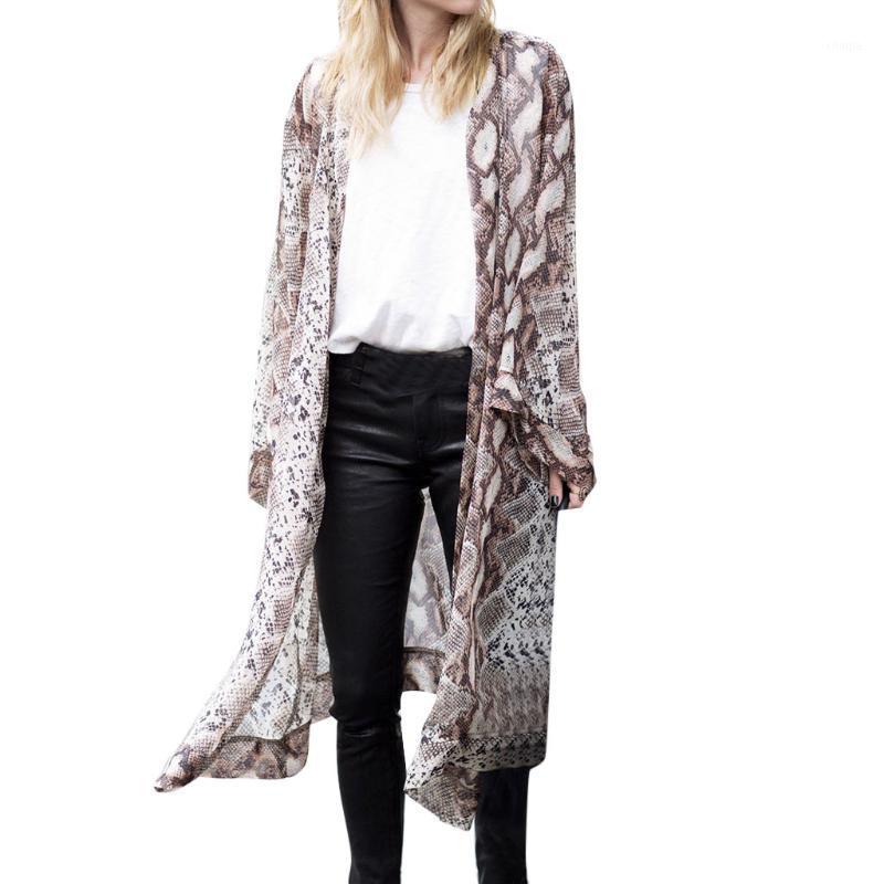 

Women' Blouses & Shirts Plus Size Kimono Cardigan Womens Tops And Vintage Snake Print Ladies Long Sleeve Woman Clothes 2022, Brown
