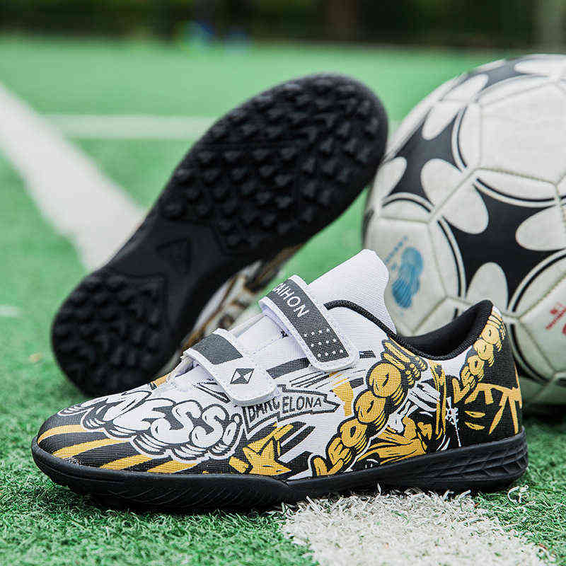 903 children's football shoes youth Velcro men's and women's low top broken nails flat bottomed spikes training sneakers