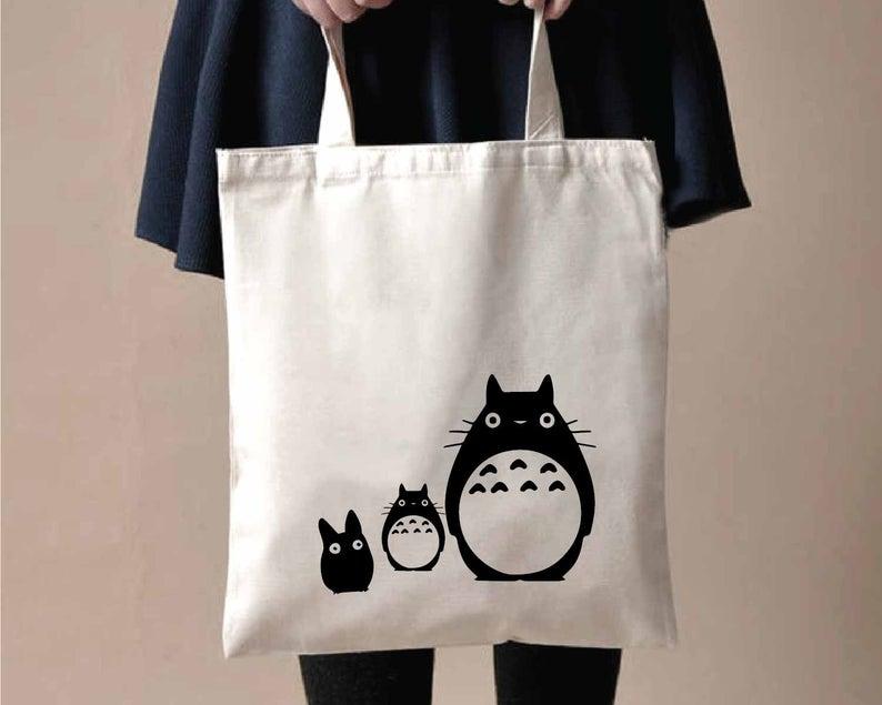 

Evening Bags Totoro Tote Bag Funny Cute Graphic Harajuku Japanese Kawaii Women Fashion Canvas Shopping Travel With Zipper, B549a