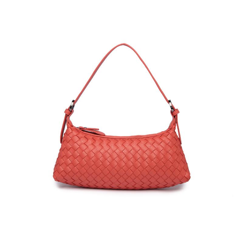 

Evening Bags Single Shoulder For Women 2022 Stylish PU Leather Dumpling Cross Body Bag Woven Grain Minimalist Atmosphere HandbagEvening, Black