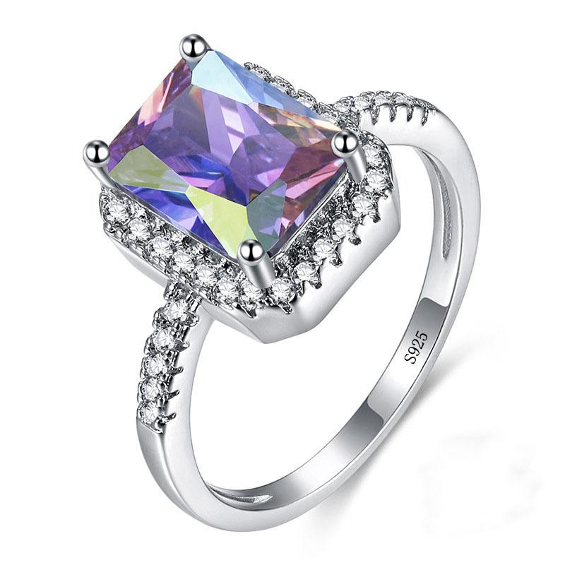 

Wedding Rings Weddings/bride Colorful Large CZ Stone Jewelry 925 Stamp Charming Lady Nice Plata Party Ring Size 6-10 Anillos MujerWedding