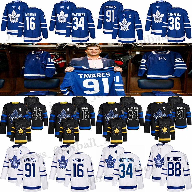 Toronto''Maple''Leafs'' hockey jersey 34 Auston Matthews 91 John Tavares 36 Jack Campbell 16 Mitchell Marner Altern