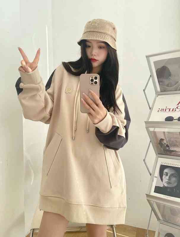 

Ader Error Mid-length Sweater Korean Version Fashion Unisex Simple High-quality Stitching Loose Oversized Couple Hooded, Khaki
