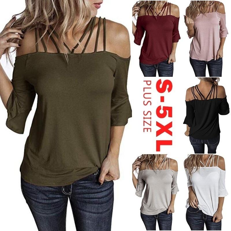 

Women' T-Shirt Summer Women' Fashion Top Short Sleeve Loose Suspender Solid Color T-ShirtWomen, Black