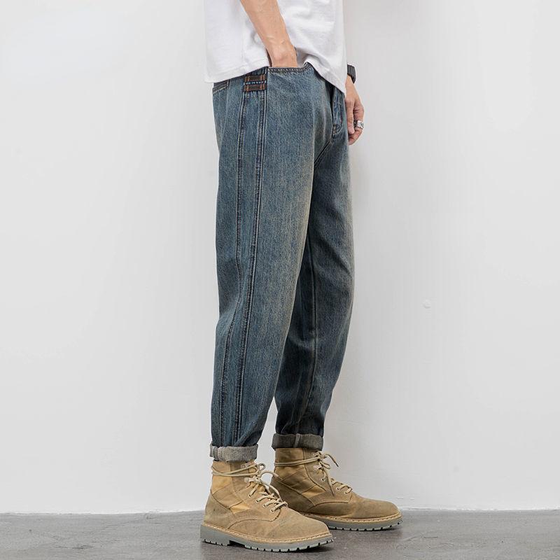 

Men's Jeans Summer Men's Thin Casual Pants Loose Straight Solid Color Plus Fertilizer Size Trousers Elastic Z72Men's, Blue