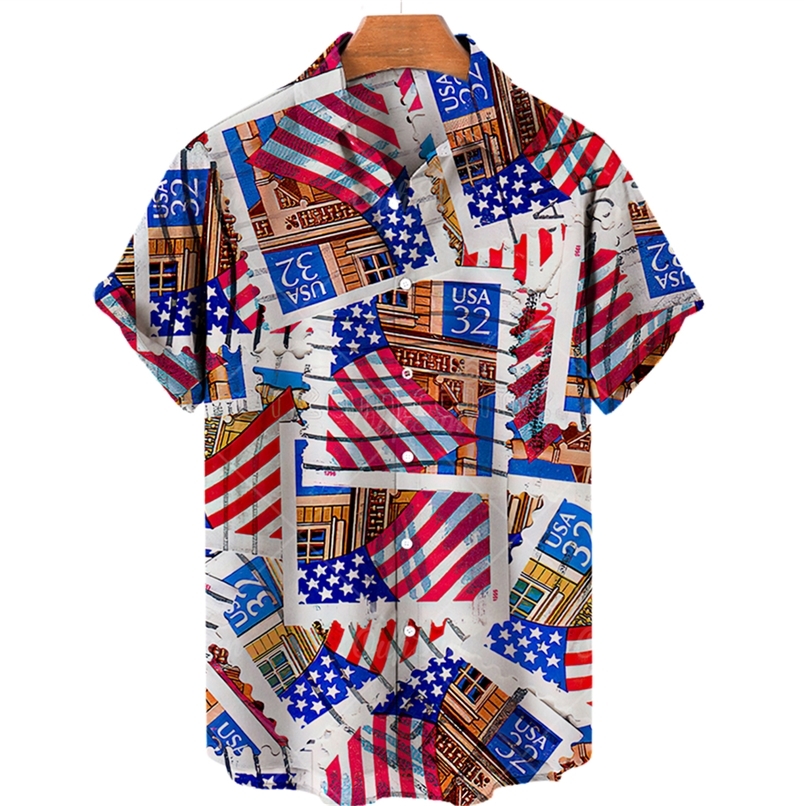 

Summer 5xl 3d Flag Print Loose Hawaiian Shirts Men Women Fashion Breathable Short Sleeve 220614, Zl-3812