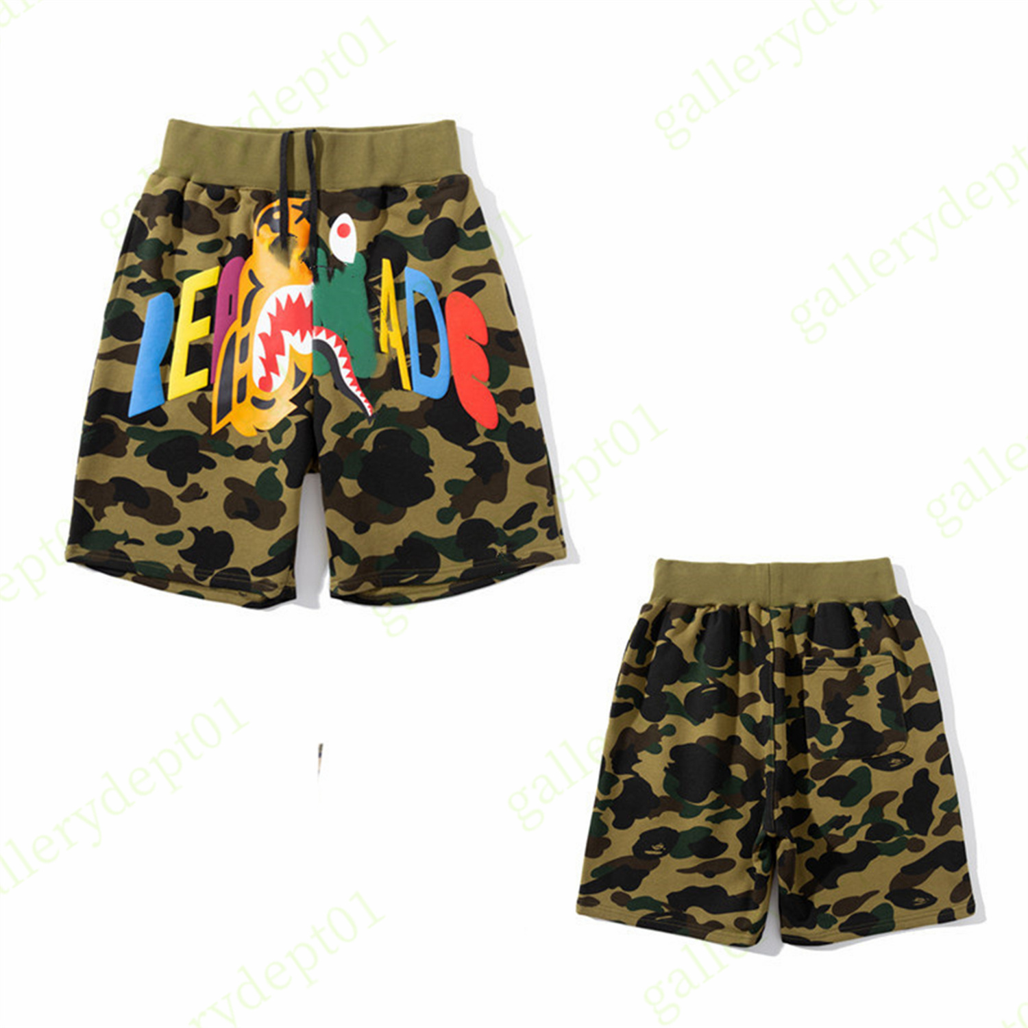 

mens shorts designer shorts women mesh shorts luminous shark print Anti pilling Reflective Top Resort Pool Red blue color block gym swimming inaka fleece C05, 1pcs button