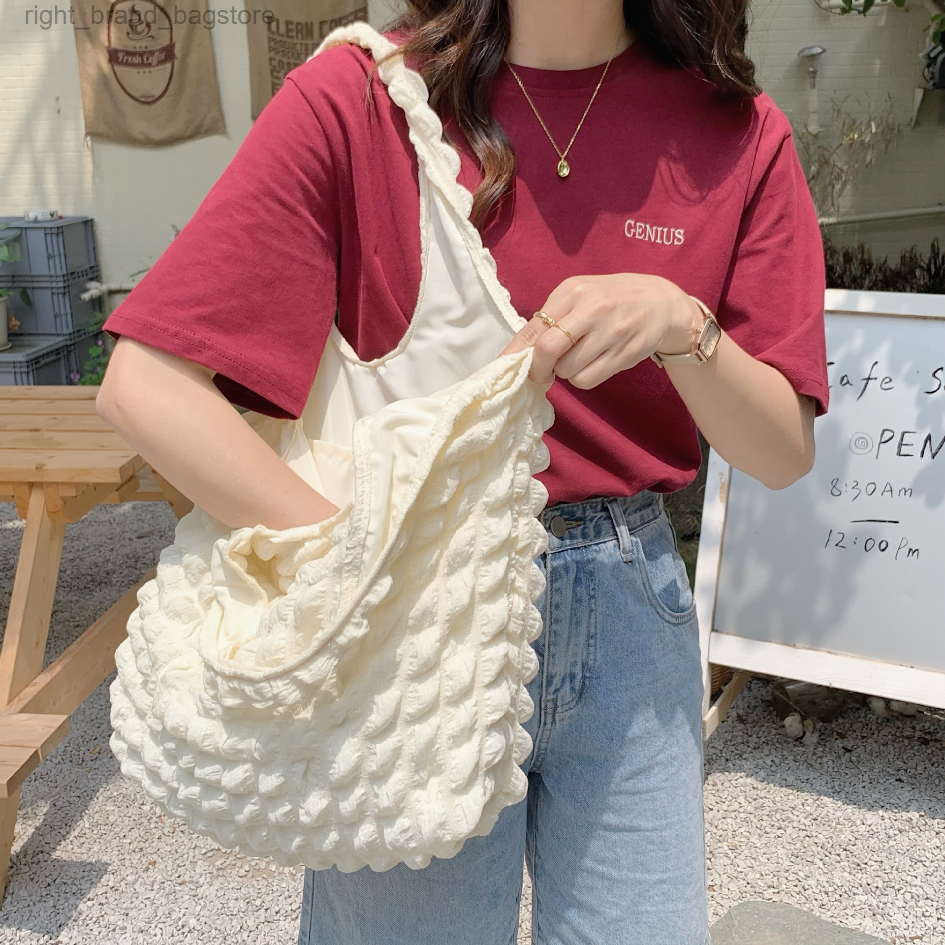 

Fashion Soft Shoulder Bag Large Bubble Tote Bags for Women 2022 Designer Bags Handbags and Purses Big Shopper Bag Hobo Chic W220813, Beige