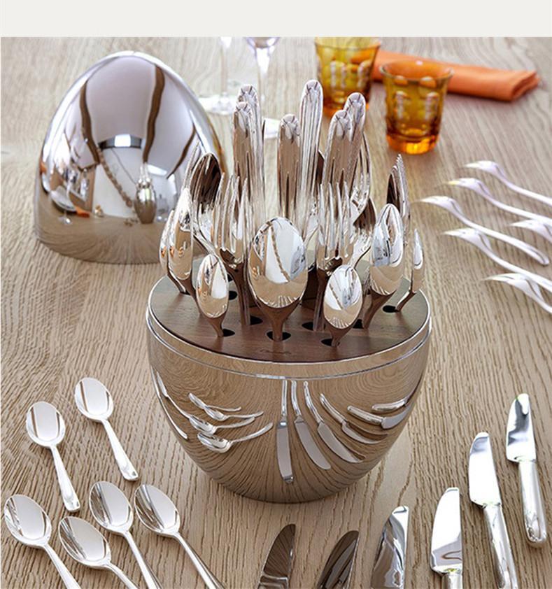 

Home Furnishings tableware Trendy 24pcs Knife Fork CHRISTOFLE PARIS MOOD Cutlery Set Plating Stainless Steel Egg Tablewares Kit, Deep blue