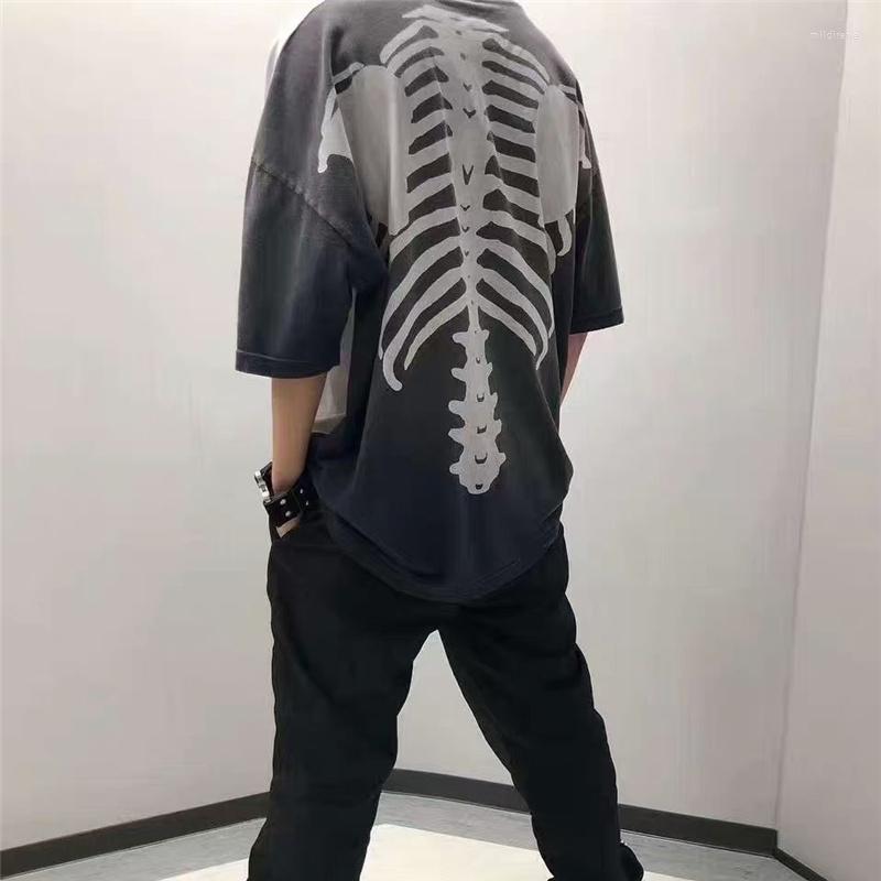 

Men's T-Shirts Kapital T-Shirt High Street Rag Wash Used Skeleton Print Couple Loose Large Short SleeveMen's Mild22, Lavender