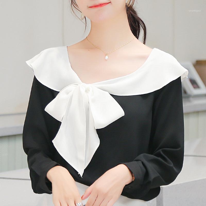 

Women' Blouses & Shirts Bouse Women 2022 Long Sleeve Black Blouse Tops Chiffon Shirt Blusas Camisas Mujer Blusa D372