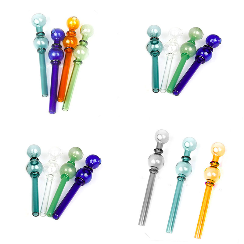 

Wholesale 14cm Handcraft Pyrex Glass Oil Burner Pipe Smoking Hand Tube with Approx 30mm OD Bowl Bubblers Heady Tobacco pipes