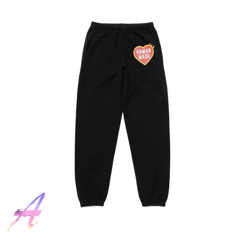 

2022ss Human Made Sweatpants Classic Love Print Pant Men Women Couples Plus Velvet Loose Humanmade Trousers, Gray