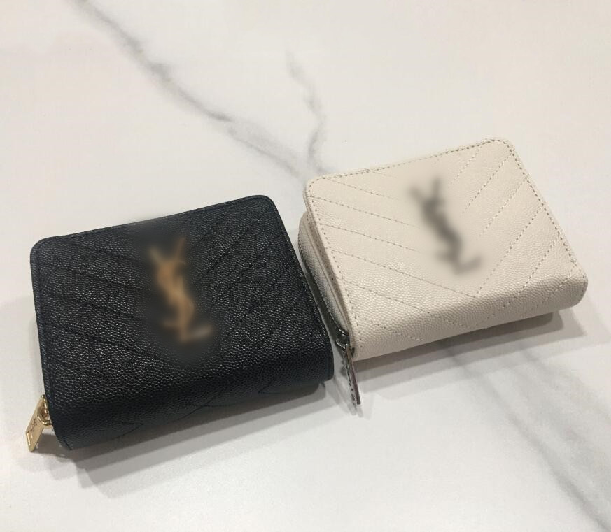 

GGs Louiseity Viutonity LVs YSLs Men Women clutch Wallets Card holders unisex coin purse Top quality Real leather bags zip pocket caviar Purses designer handbags, Black