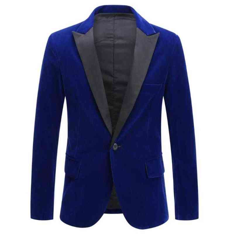 

Winter British Style Retro Velvet Single-breasted Blazer Fashion Best Man Wedding Banquet Casual Jacket L220702, Black