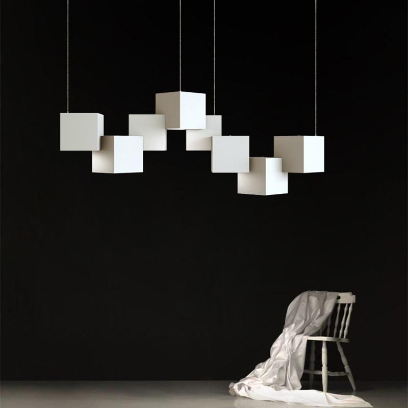 

Pendant Lamps Minimalist Three-Dimensional Geometry White Led Lamp Decoration For Living Dining Room Indoor Art Ceiling Light Fixtures