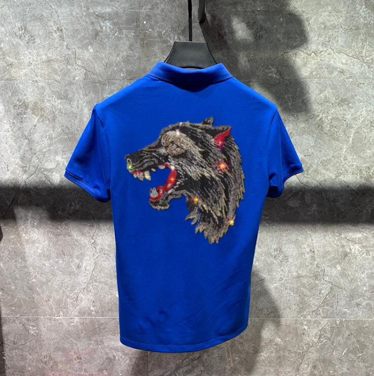 

POLO shirts organic cotton short-sleeved wear hip hop style Animal Print, Blue