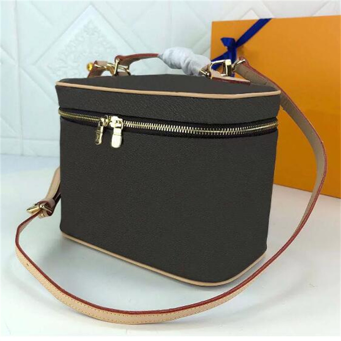 

Classic women's designer cosmetic bags new one-shoulder toiletry storage box fashion luxury zipper makeup case portable large-capacity cosmetics storages bag, Brown