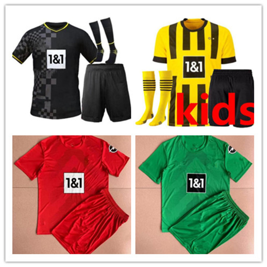 

22 23 HAALAND REUS soccer jerseys dortmund 2022 2023 Borussia NEONGELB BELLINGHAM football shirt SANCHO HUMMELS WITSEL kids kit socks child boys, Black