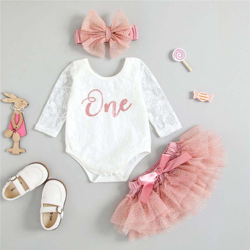 

Cute Baby Clothing Girls My Set First Birthday Outfits Long Sleeve Floral Lace Romper Tutu Skirt Headband Babys, Multi