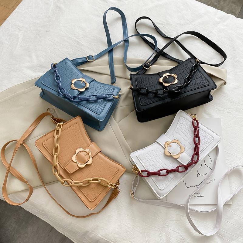 

Evening Bags Fashion Exquisite Shopping Bag Casual Women Totes Solid PU Crossbody Acrylic Chain Purse Shoulder HandbagEvening, Blue