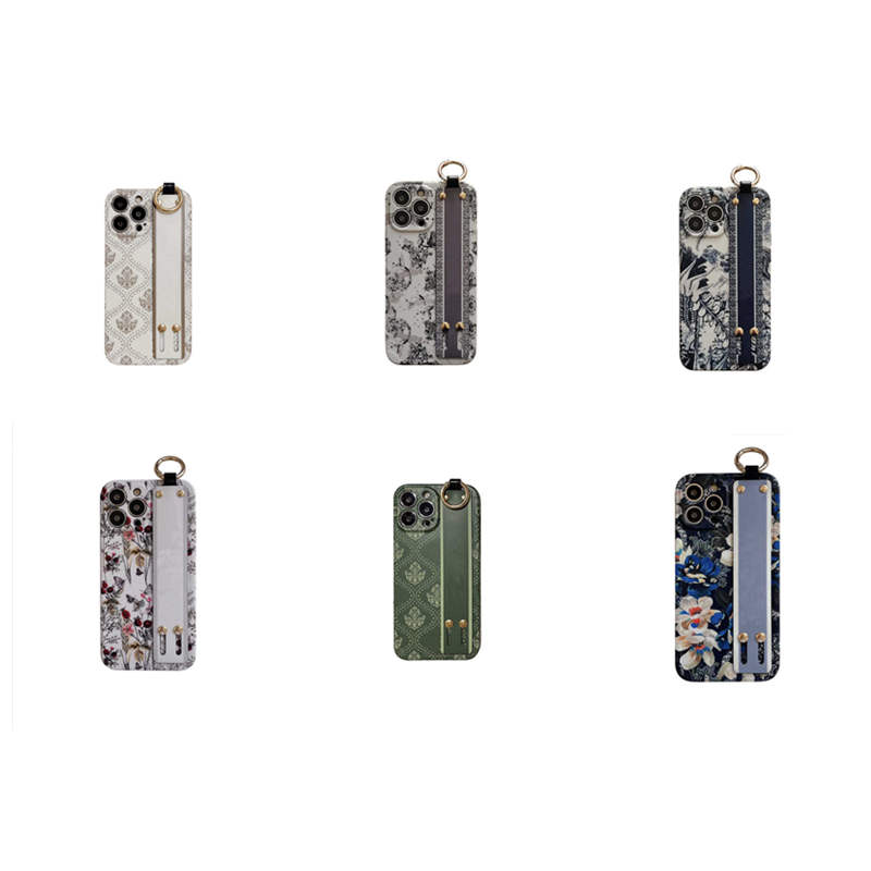 

Flower G/D/F Phone Cases For iPhone 13ProMax 13Pro 12ProMax 12 XR Wrist Belt Band Strap Holder Tpu Luxury Women Style Back Cover Top Quality, G1