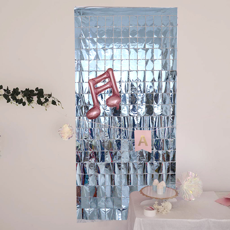 

1pcs Metal Foil Metal Wire Tassel Wedding Birthday Wall Decoration Background Doors And Windows Square Rain Curtain Wall Curtain, As described