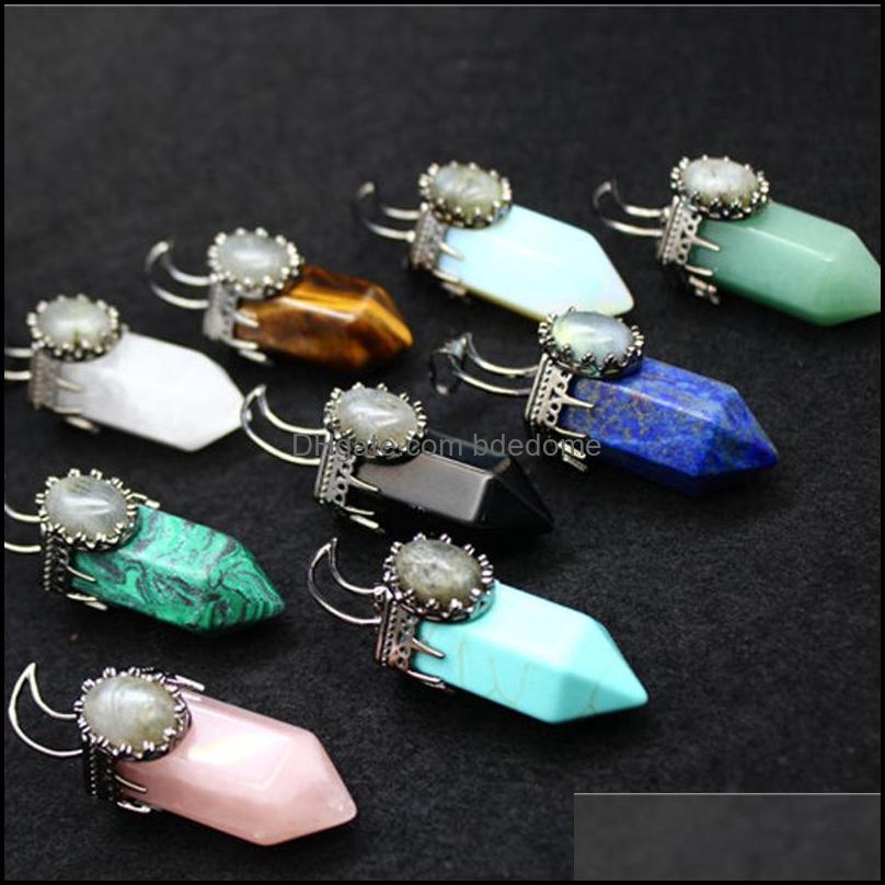 

Pendant Necklaces Pendants Jewelry 55 15Mm Gothic Hexagonal Column Necklace Natural Stone Lapis Dhyoc
