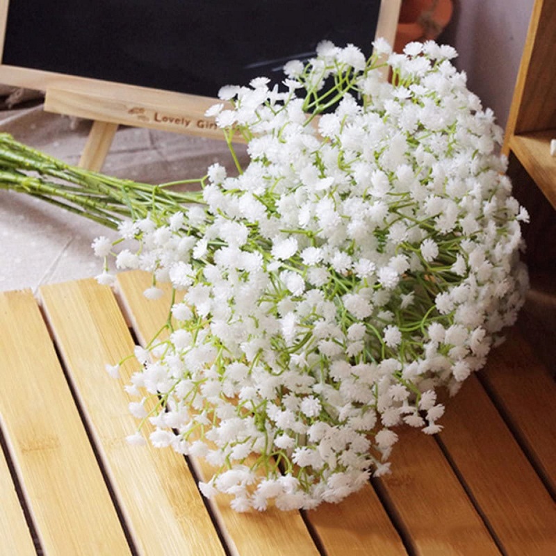 

90Heads 52cm Babies Breath Artificial Flowers Plastic Gypsophila DIY Floral Bouquets Arrangement for Wedding Home Decoration, White