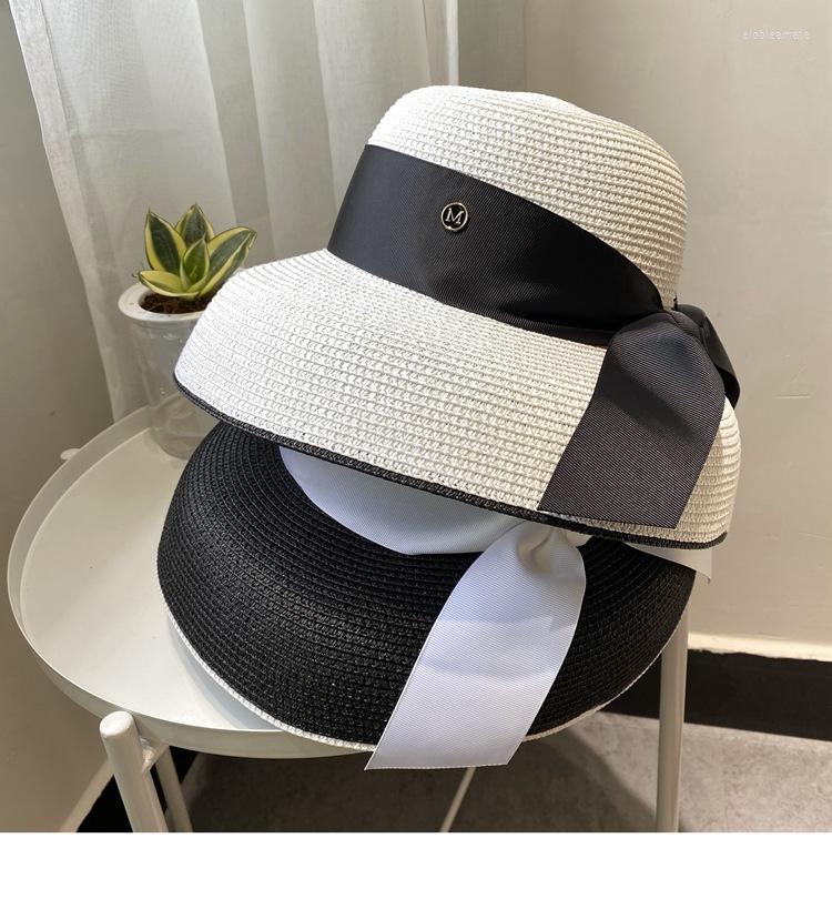 

Wide Brim Hats Lady Bowknot Straw Hat Adult Summer Sunscreen Leisure Cap Students Fresh Raffia Shading Sun CapsWide