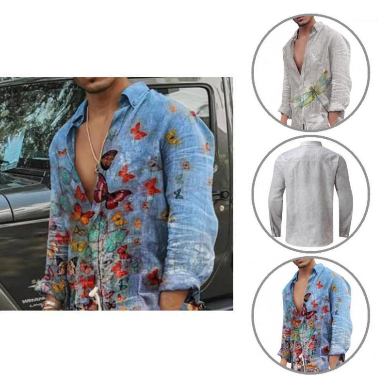 

Men's Casual Shirts Breathable Stylish Loose-fitting Turndown Collar Top For Daily Wear, Beige