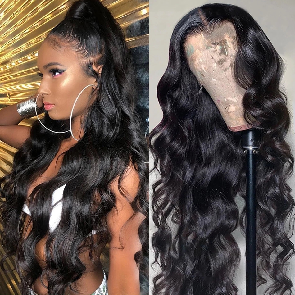 

Transparent Lace Front Human Hair Wigs For Women Raw Indian Wavy Body Wave Synthetic Lace Frontal Wig, Lace front wig