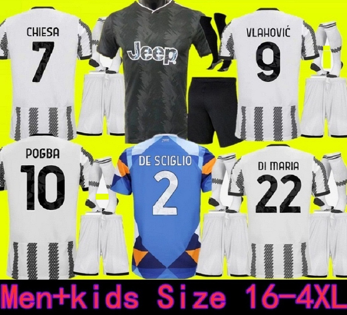 

adult-kids 22 23 Juventus POGBA Soccer Jerseys DI MARIA BONUCCI BREMER DANILO 2022 2023 CHIESA VLAHOVIC McKENNIE Juve PELLEGRINI Mens Kids kit set Football ShirtS 444, 22 23 away
