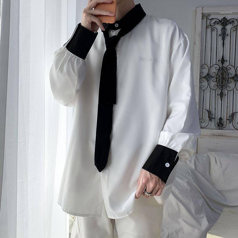 

Spring Dress Shirt Men' Fashion Business Society Mens Korean Loose Long-sleeved Men Casual Large Size M-5XL Shirts, Black