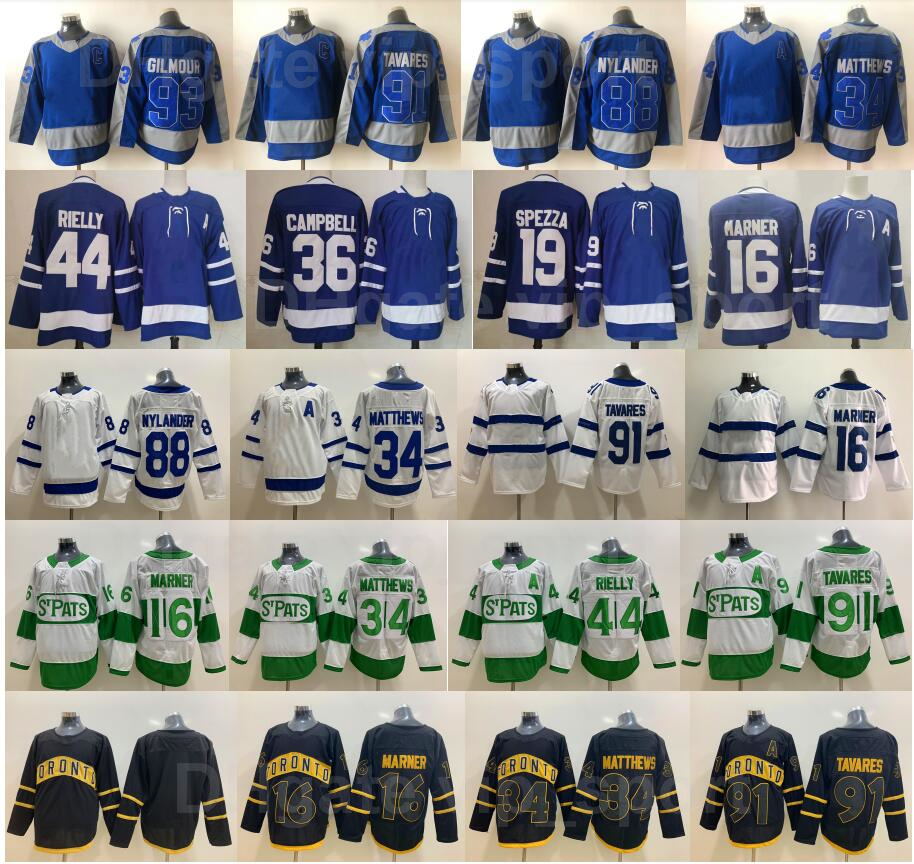 Reverse Retro Ice Hockey 88 William Nylander Jerseys 34 Auston Matthews 16 Mitchell Marner 91 John Tavares 31 Frederik Andersen 44 Morgan Rielly